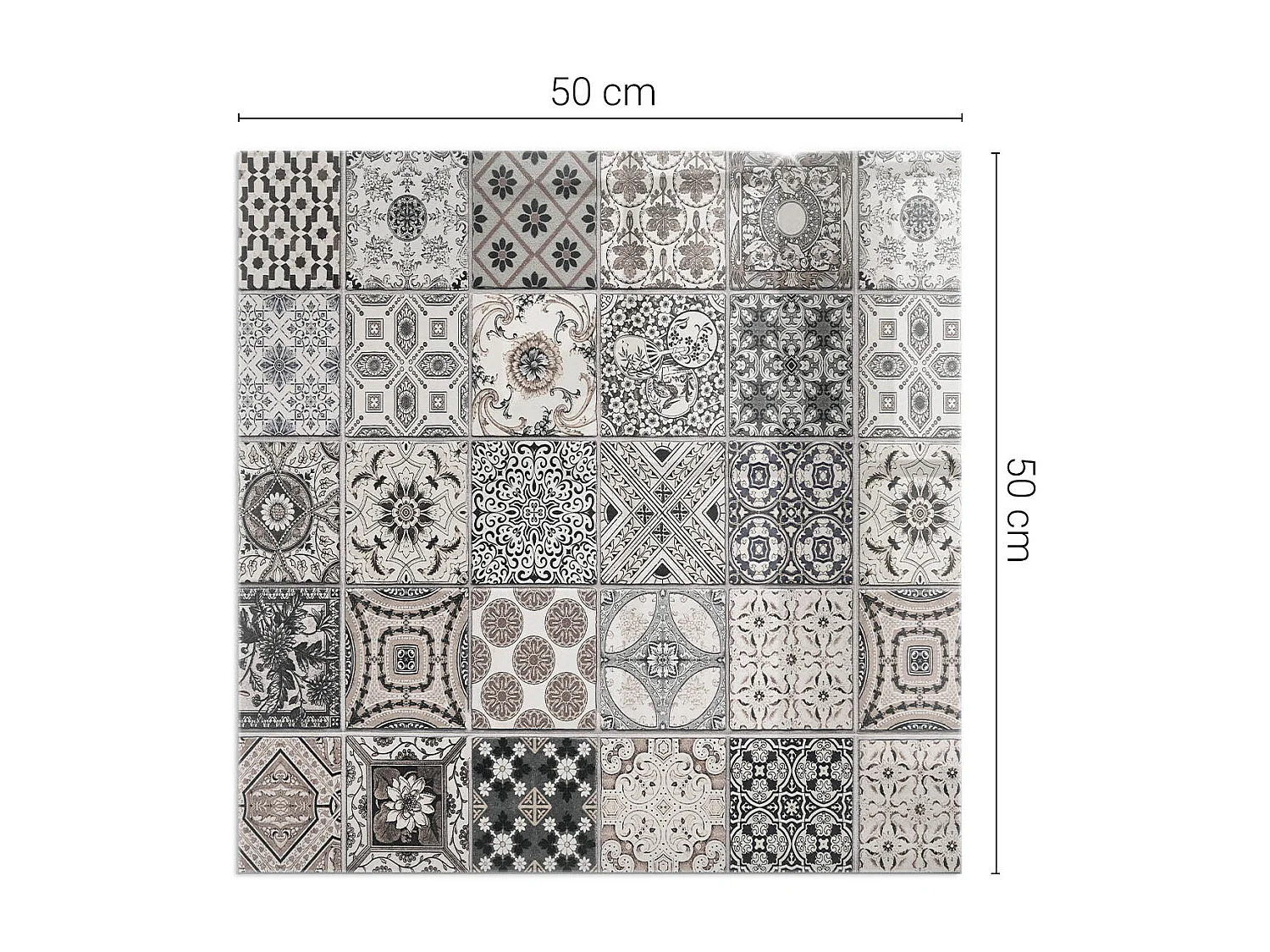 Vloerplaat voor houtkachel, onder open haard - Vierkant - 50x50 - Decoratieve tegelpatronen