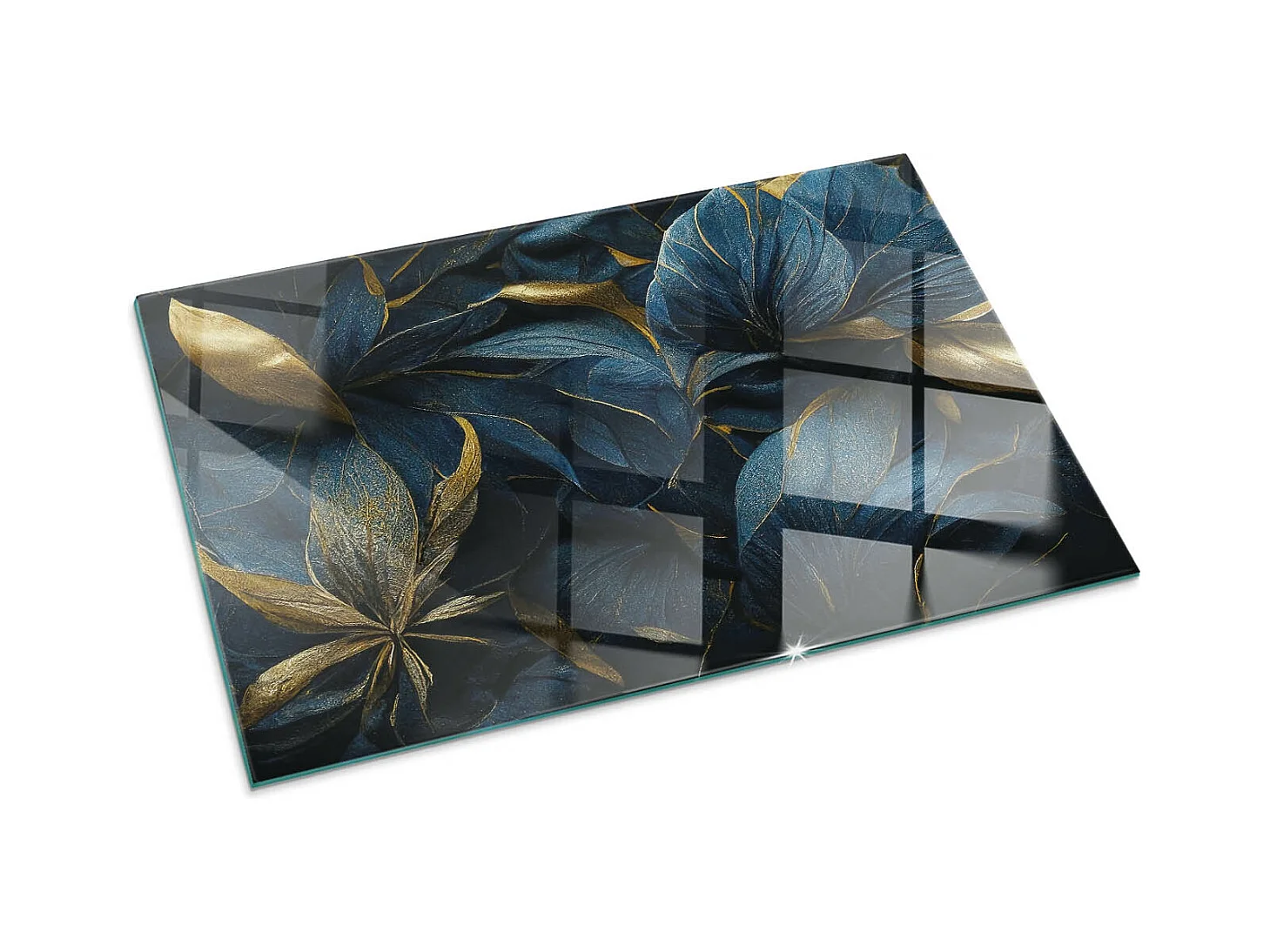 Plaque de sol en verre pour poêle - Rectangle - 100x70 - Feuilles élégantes en texture