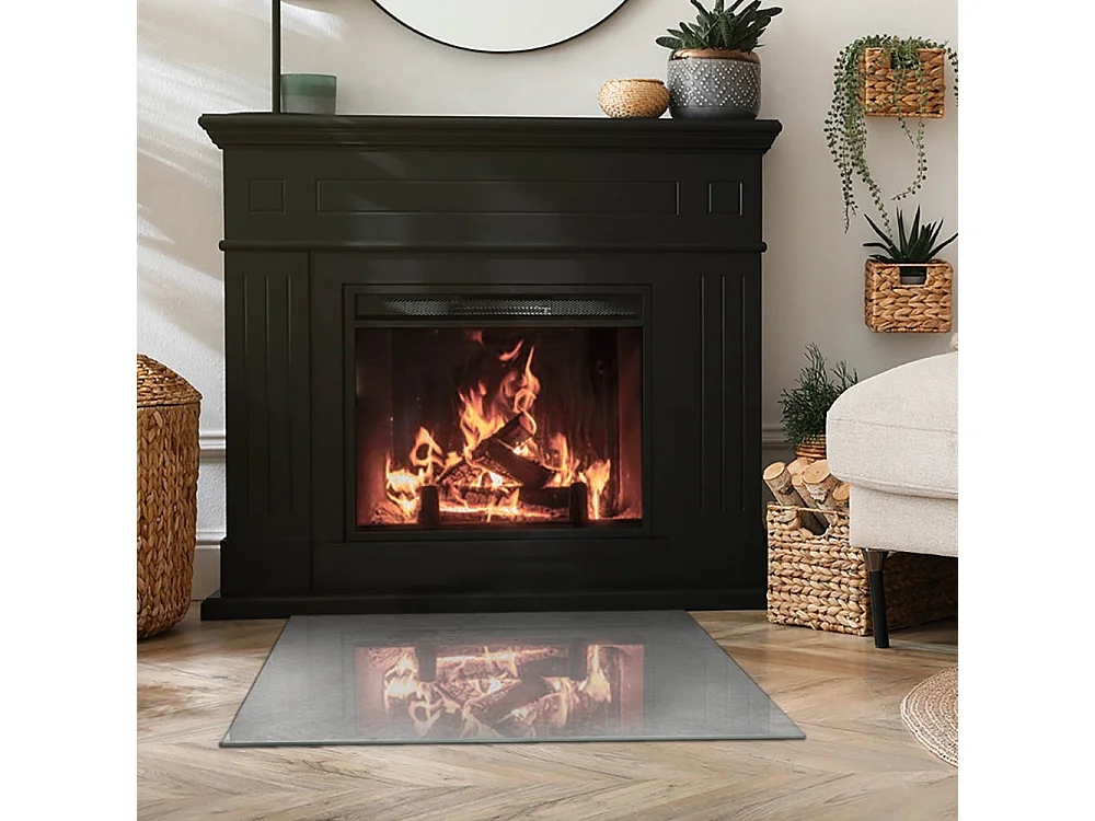 Glasplatte zum Schutz vor Funkenflug, Kaminauflage - Rechteck - 80x60 - Marmormuster mit Adern