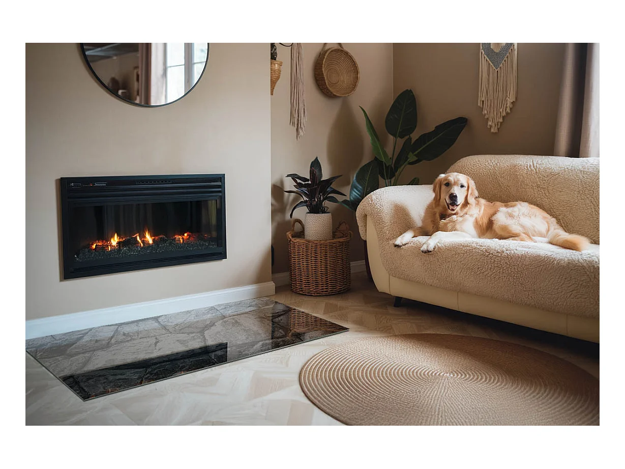 Vloerplaat voor houtkachel, onder open haard - Rechthoek - 140x70 - Patroon van natuursteen