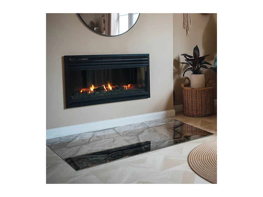 Vloerplaat voor houtkachel, onder open haard - Rechthoek - 140x70 - Patroon van natuursteen