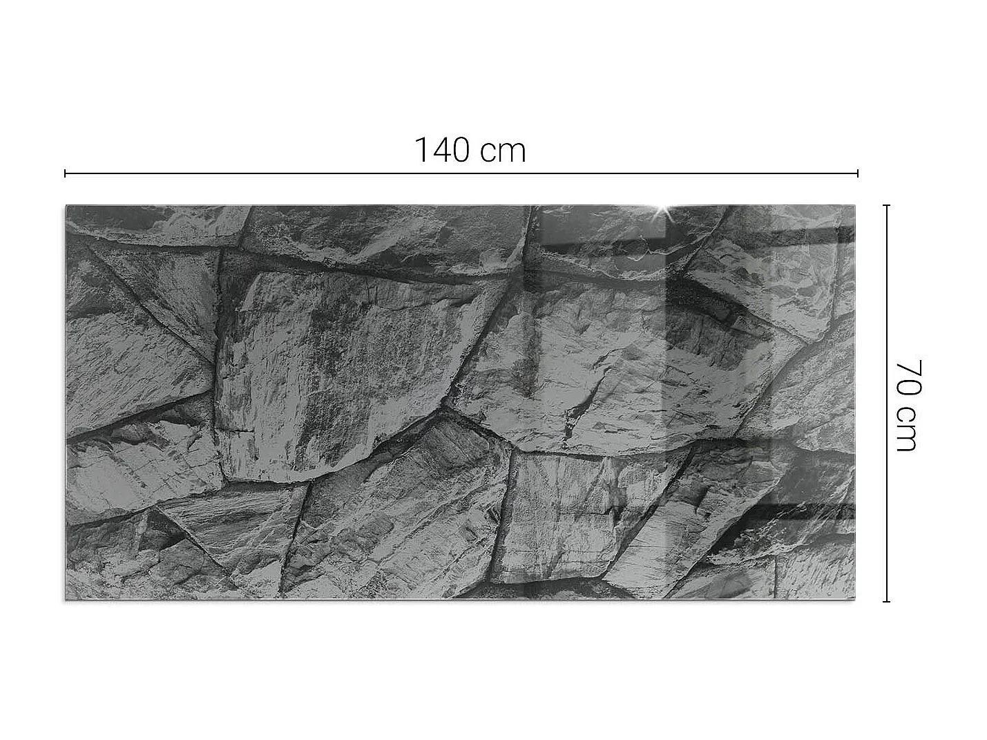 Glasplatte zum Schutz vor Funkenflug, Kaminauflage - Rechteck - 140x70 - Natursteinmuster