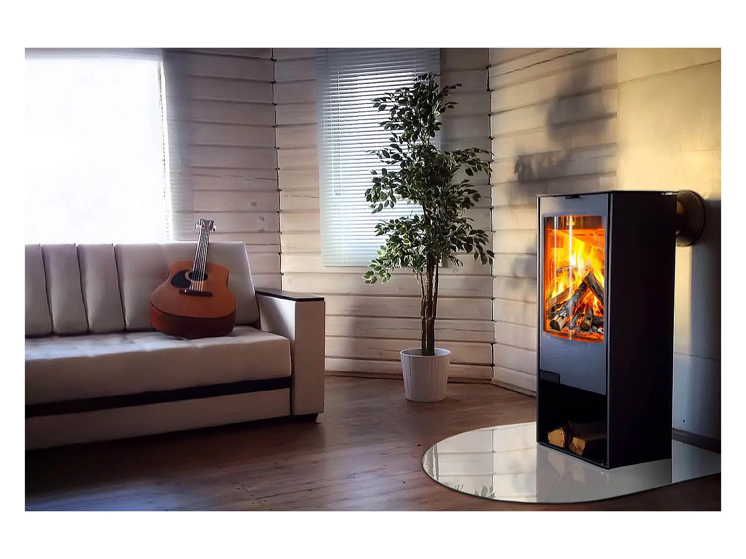 Plaque de sol en verre pour poêle - semi-circulaire - 100x100 - Couleur Gris