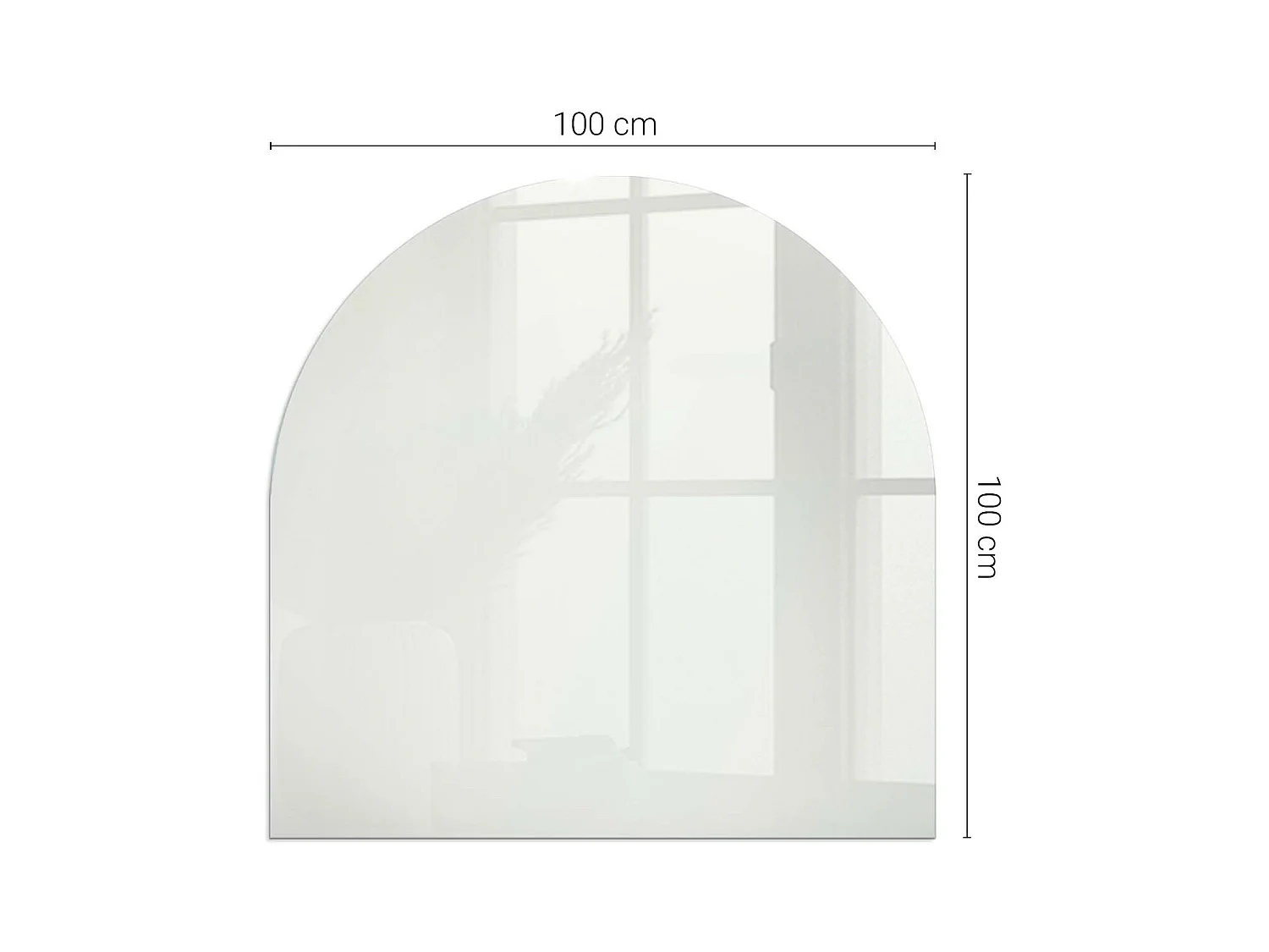 Plaque de sol en verre pour poêle - semi-circulaire - 100x100 - Couleur Gris