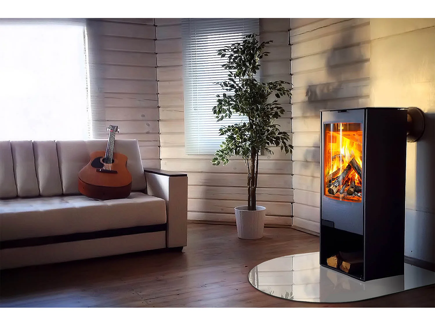 Glasplatte zum Schutz vor Funkenflug, Kaminauflage - halbrund - 100x100 - Farbe Grau