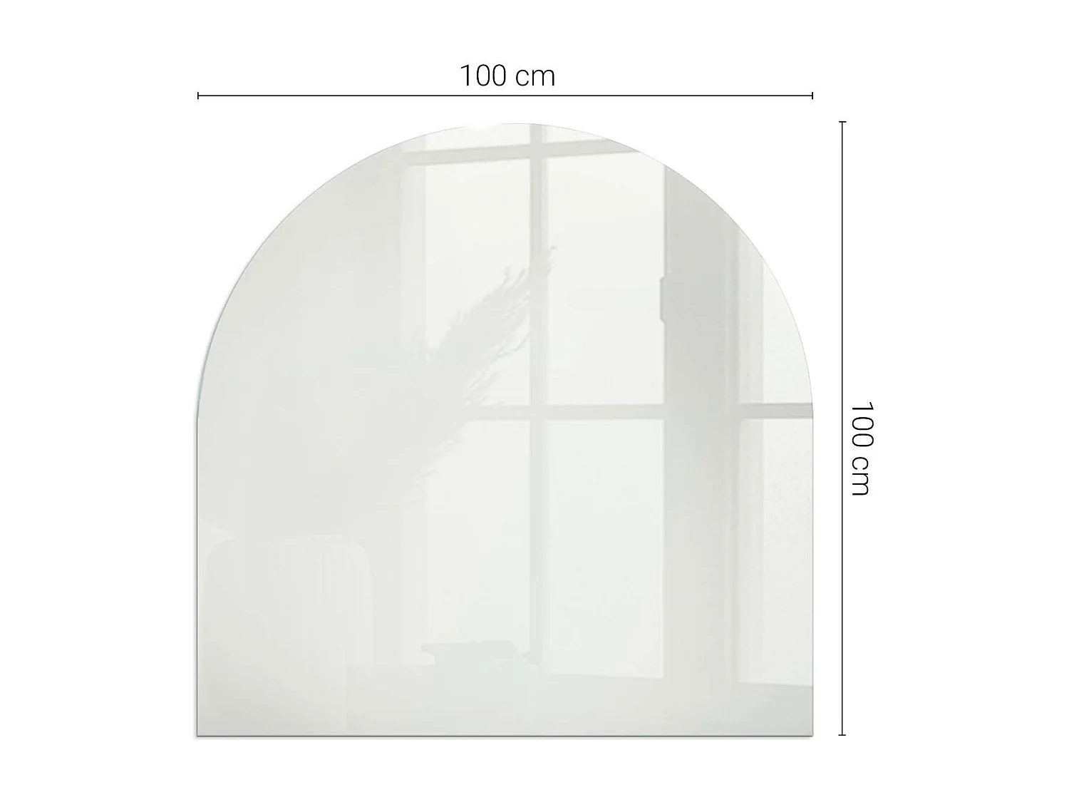 Glasplatte zum Schutz vor Funkenflug, Kaminauflage - halbrund - 100x100 - Farbe Grau