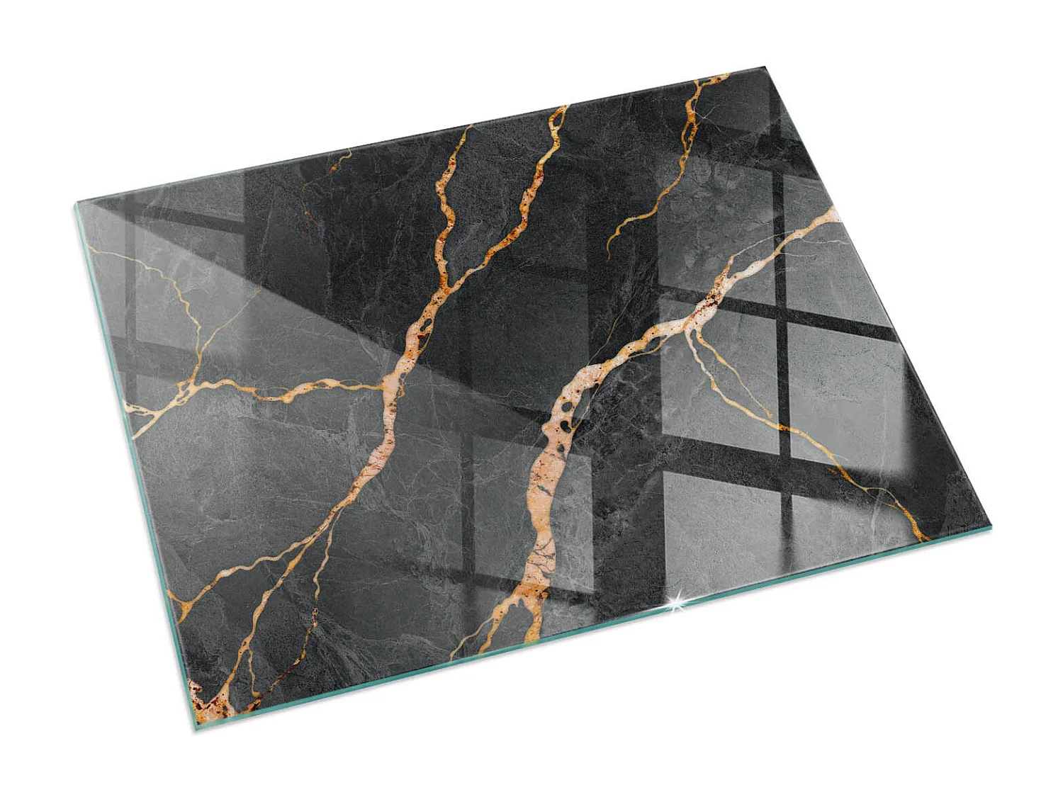 Plaque de sol en verre pour poêle - Rectangle - 120x80 - Marbre élégant avec des veines