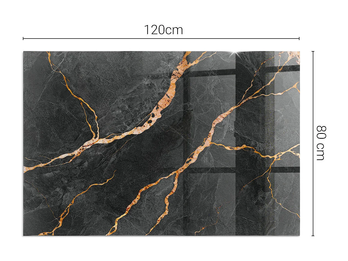 Plaque de sol en verre pour poêle - Rectangle - 120x80 - Marbre élégant avec des veines