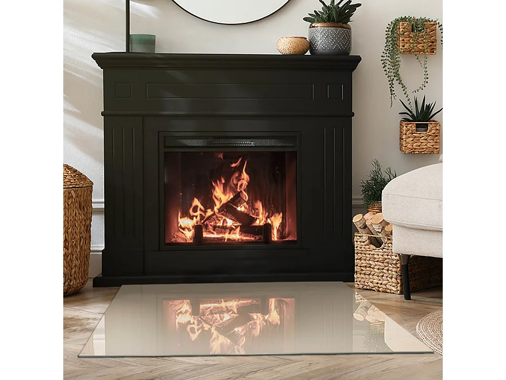 Vloerplaat voor houtkachel, onder open haard - Rechthoek - 100x70 - Kleur Beige