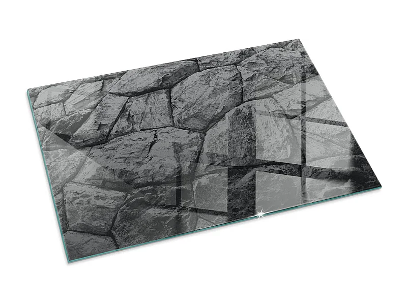 Glasplatte zum Schutz vor Funkenflug, Kaminauflage - Rechteck - 100x70 - Natursteinmuster