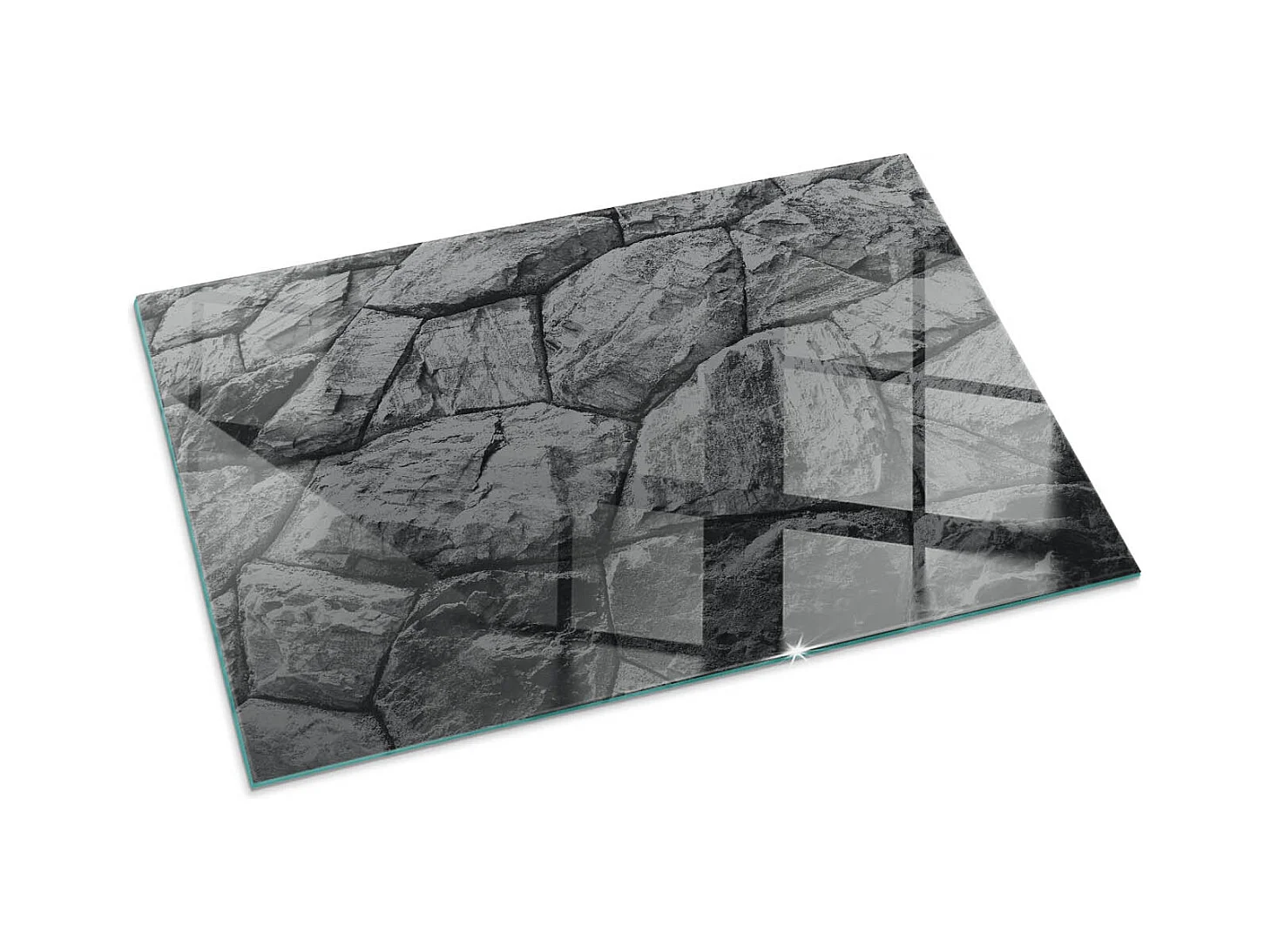 Plaque de sol en verre pour poêle - Rectangle - 100x70 - Motif en pierre naturelle