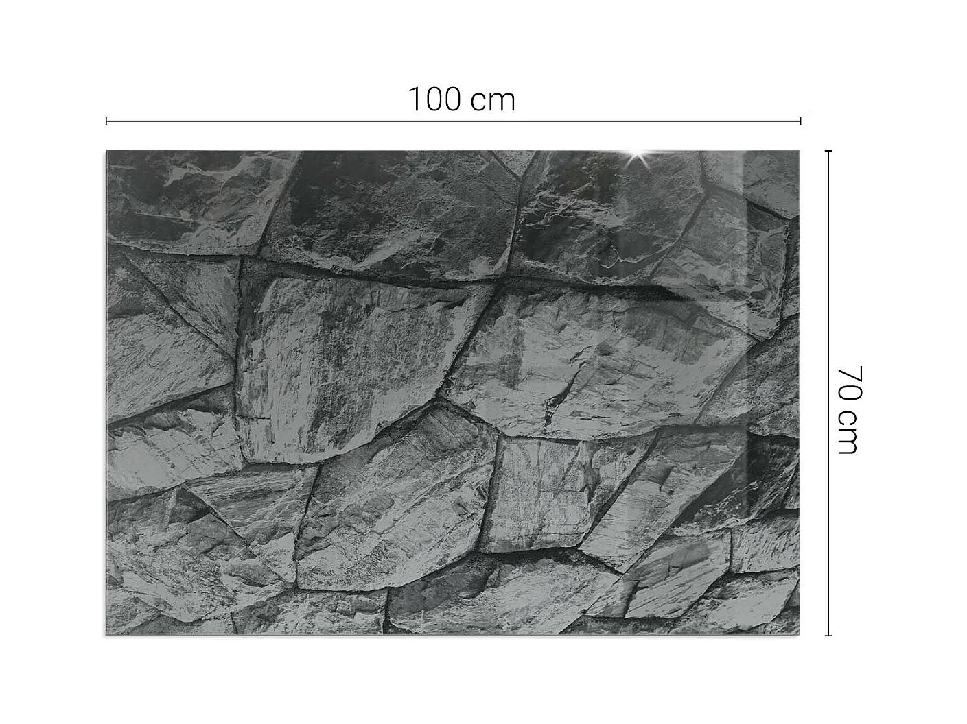 Plaque de sol en verre pour poêle - Rectangle - 100x70 - Motif en pierre naturelle