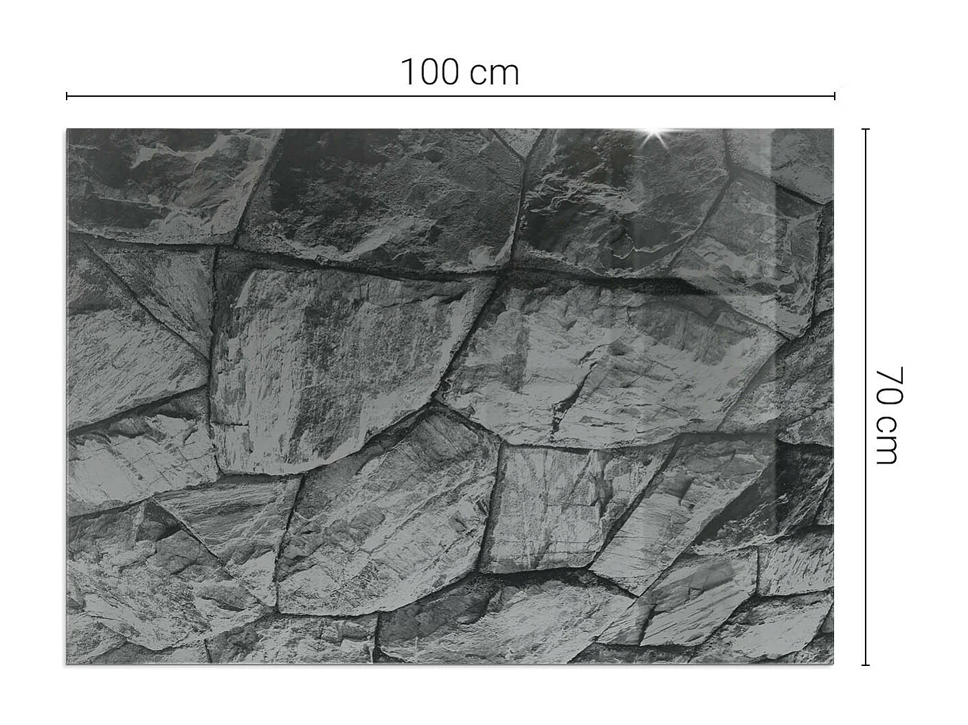 Glasplatte zum Schutz vor Funkenflug, Kaminauflage - Rechteck - 100x70 - Natursteinmuster