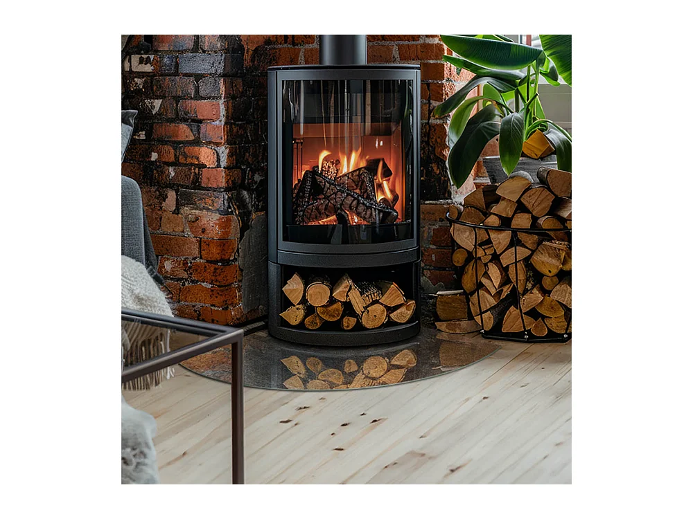 Plaque de sol en verre pour poêle - Un quart - 1/4 100x100 - Modèle texturé abstrait