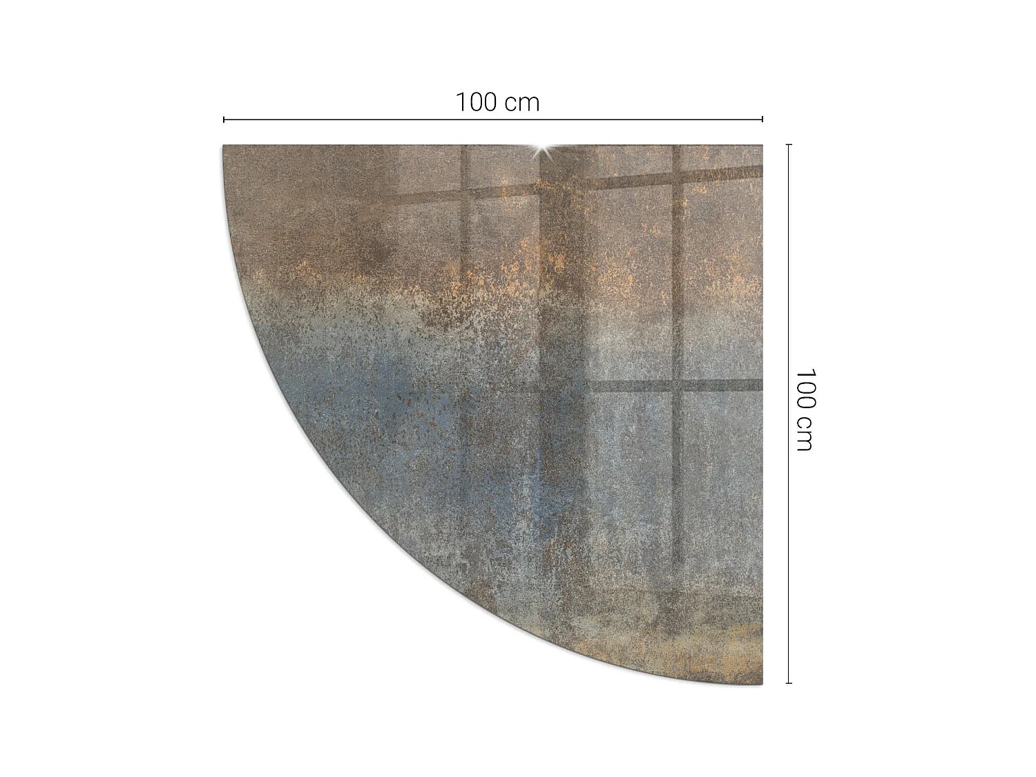 Plaque de sol en verre pour poêle - Un quart - 1/4 100x100 - Modèle texturé abstrait