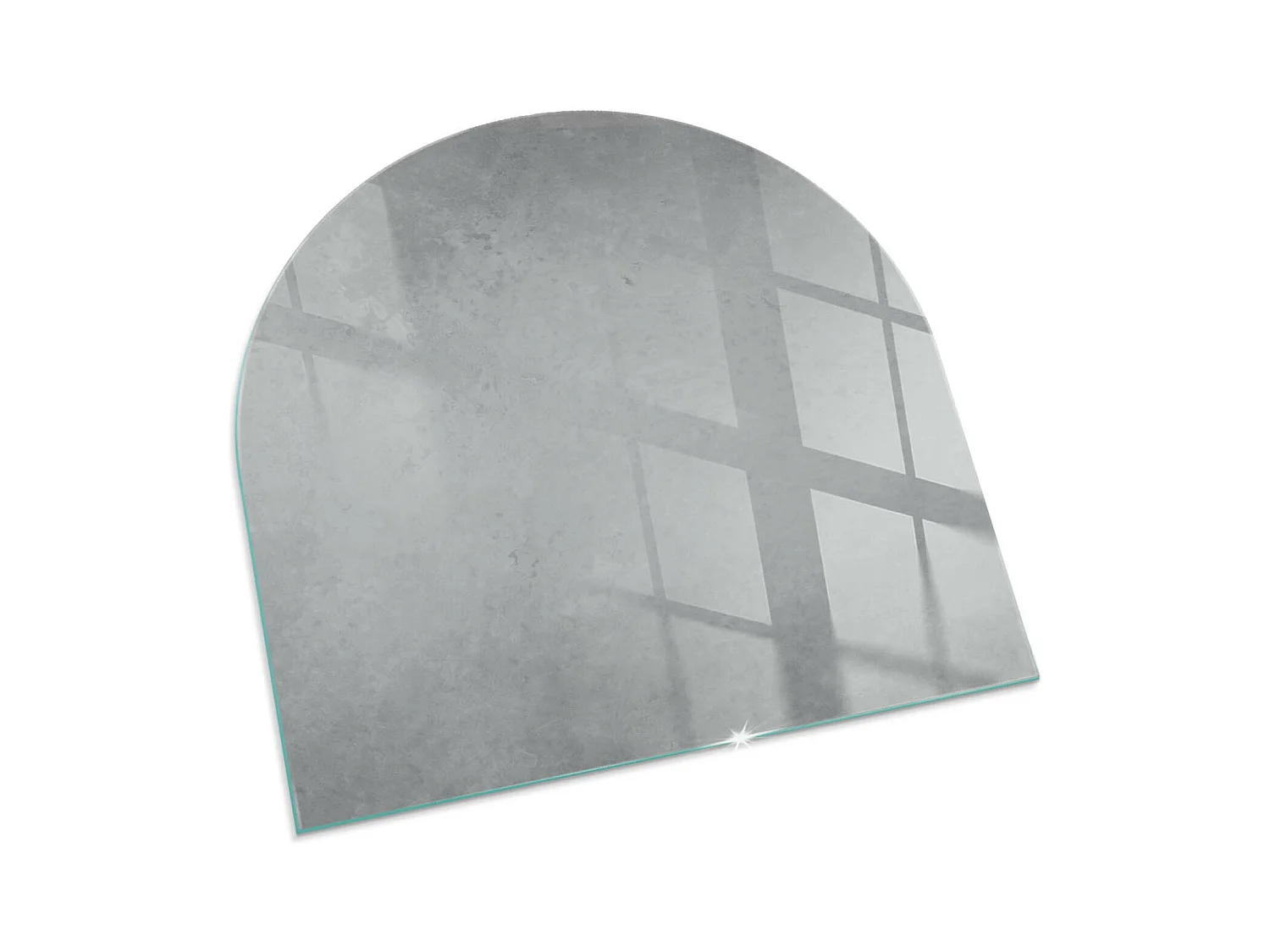 Glasplatte zum Schutz vor Funkenflug, Kaminauflage - halbrund - 100x100 - Natursteinmuster