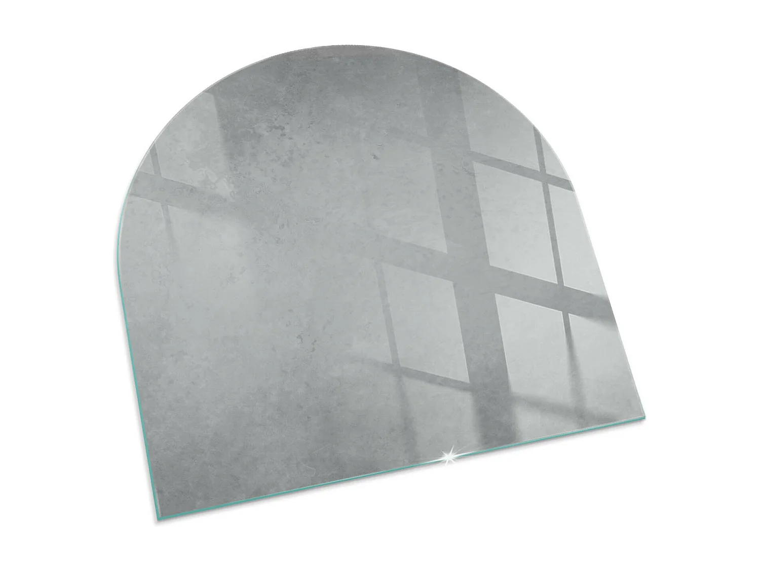 Glasplatte zum Schutz vor Funkenflug, Kaminauflage - halbrund - 100x100 - Natursteinmuster