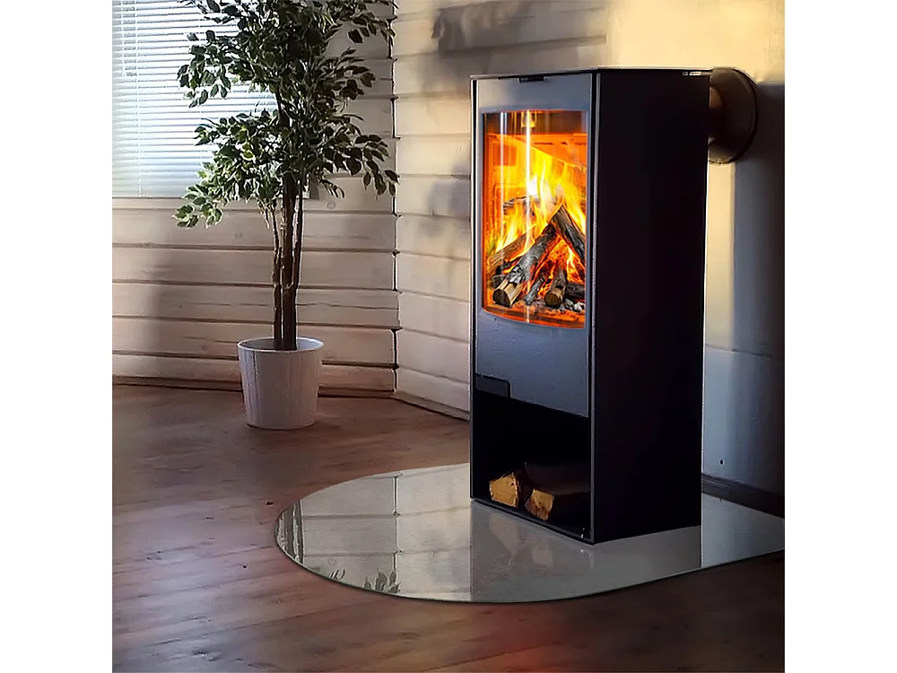 Glasplatte zum Schutz vor Funkenflug, Kaminauflage - halbrund - 100x100 - Natursteinmuster