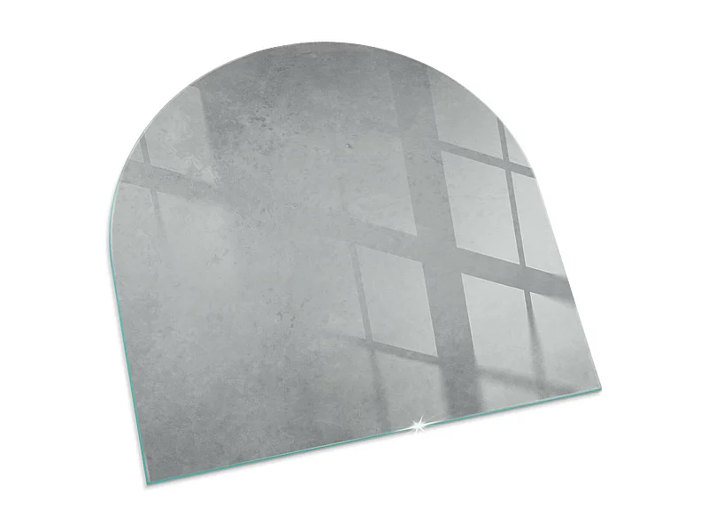 Glasplatte zum Schutz vor Funkenflug, Kaminauflage - halbrund - 100x100 - Natursteinmuster