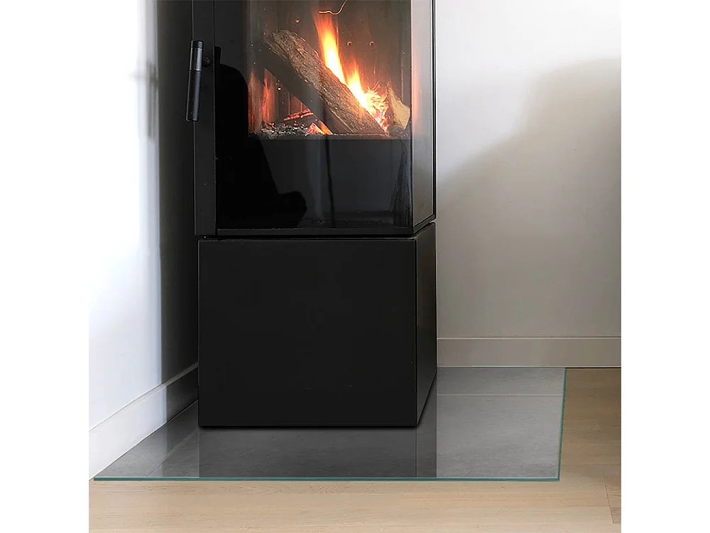 Glasplatte zum Schutz vor Funkenflug, Kaminauflage - Quadrat - 60x60 - Betontextur mit Wirkung