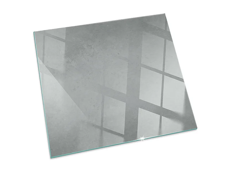 Glasplatte zum Schutz vor Funkenflug, Kaminauflage - Quadrat - 60x60 - Betontextur mit Wirkung