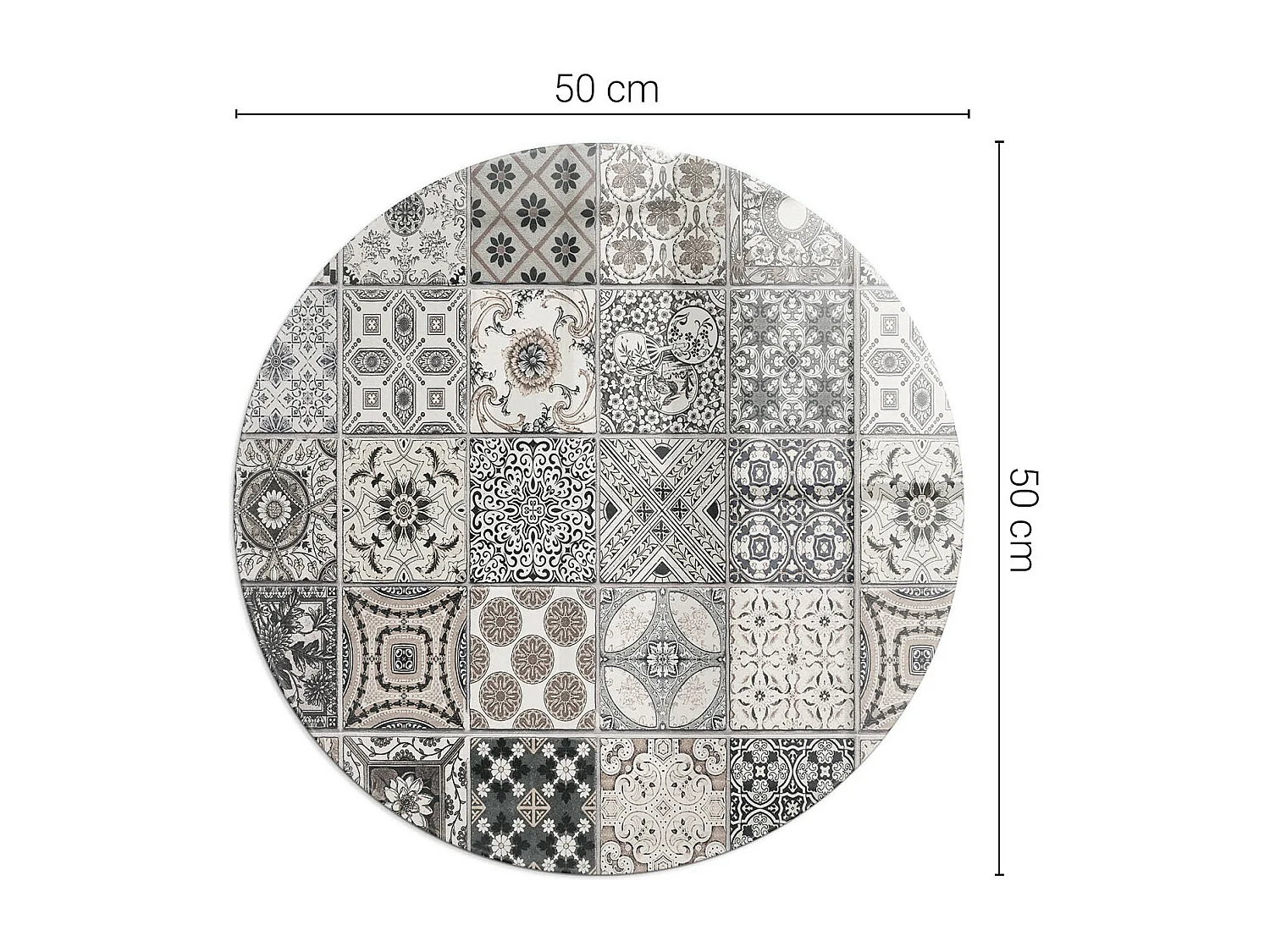 Vloerplaat voor houtkachel, onder open haard - Wiel - 50x50 - Decoratieve tegelpatronen