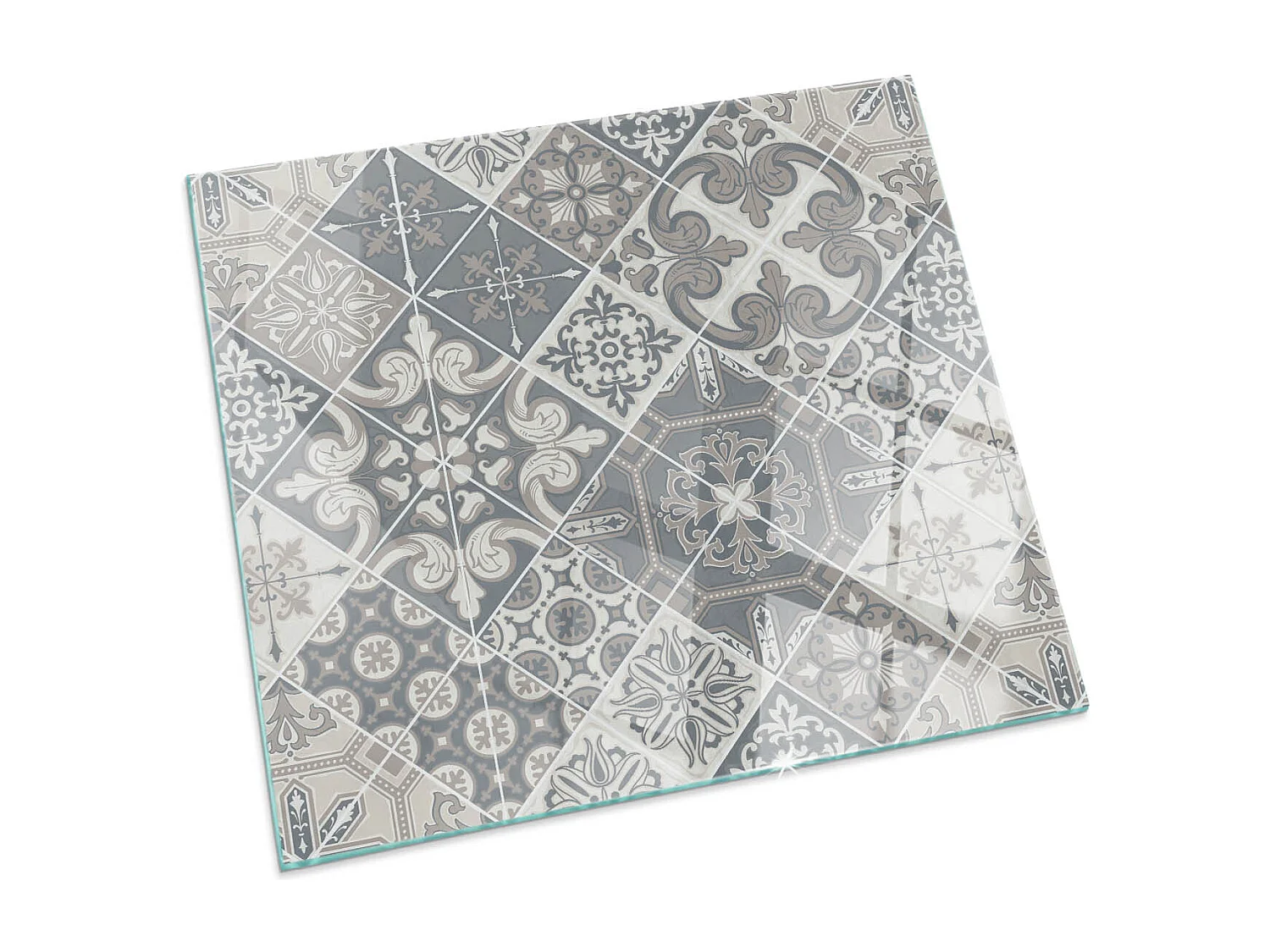 Plaque de sol en verre pour poêle - Carré - 50x50 - Modèle de mosaïque décorative