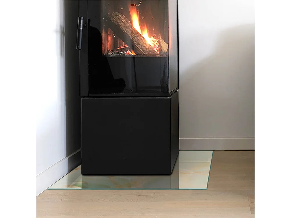 Vloerplaat voor houtkachel, onder open haard - Vierkant - 50x50 - Abstract marmeren patroon