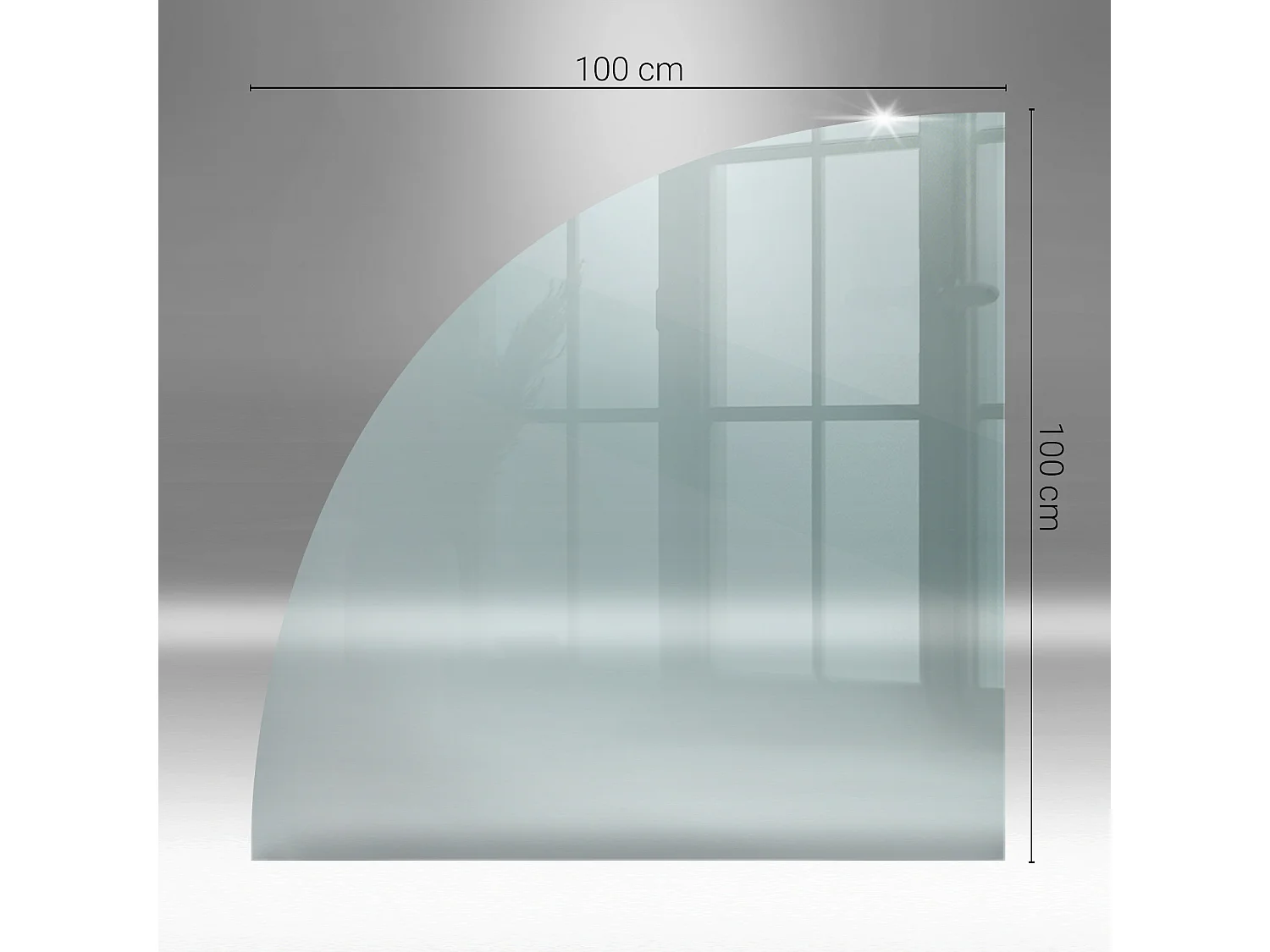 Plaque de sol en verre pour poêle - transparent - Un quart - 1/4 100x100 -