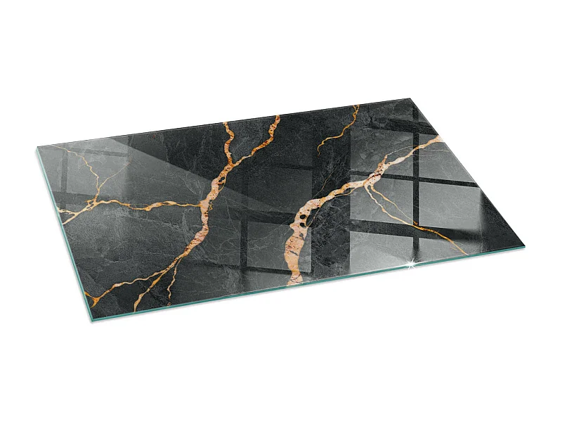 Glasplatte zum Schutz vor Funkenflug, Kaminauflage - Rechteck - 140x70 - Eleganter Marmor mit Adern