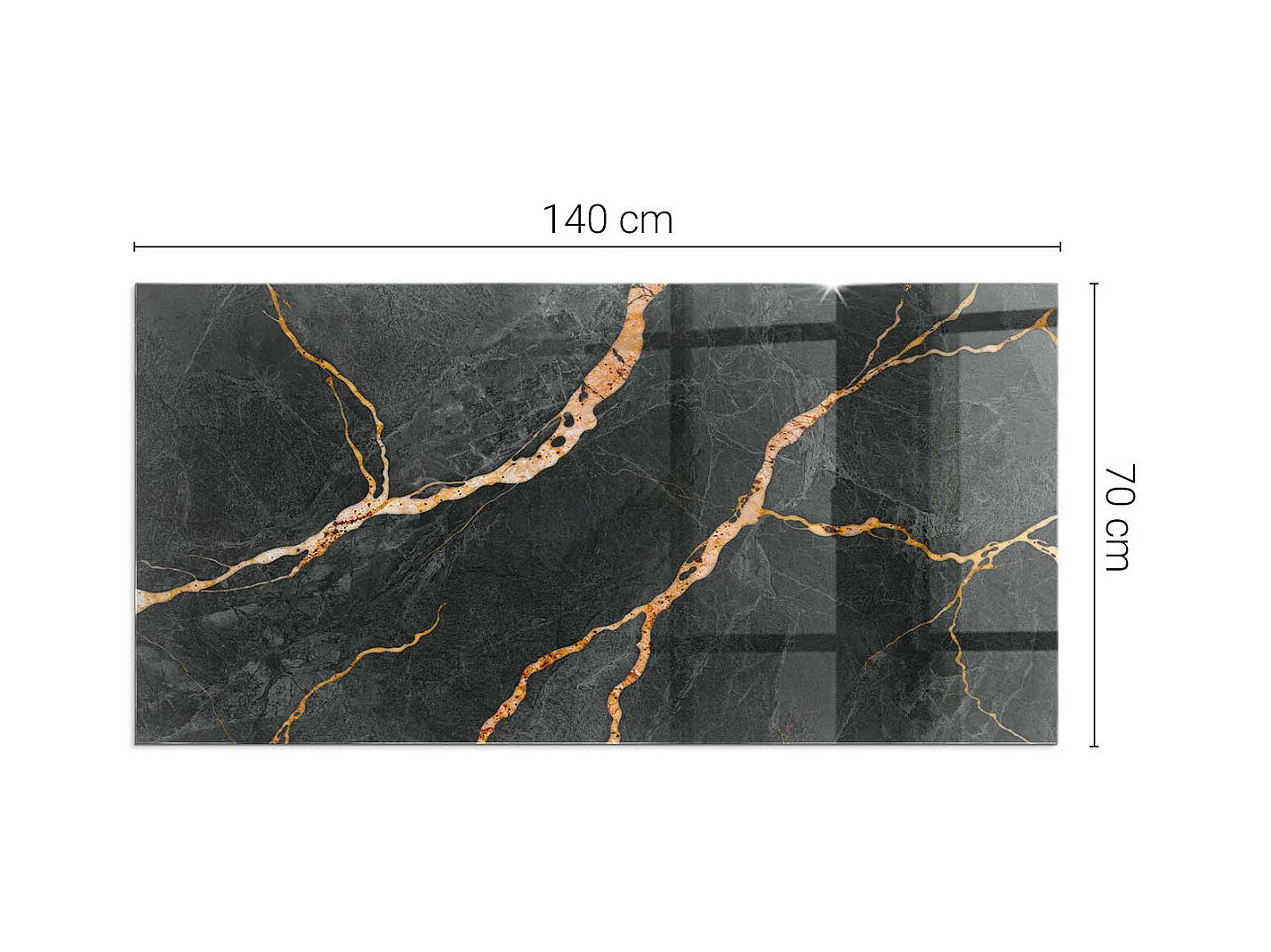 Glasplatte zum Schutz vor Funkenflug, Kaminauflage - Rechteck - 140x70 - Eleganter Marmor mit Adern