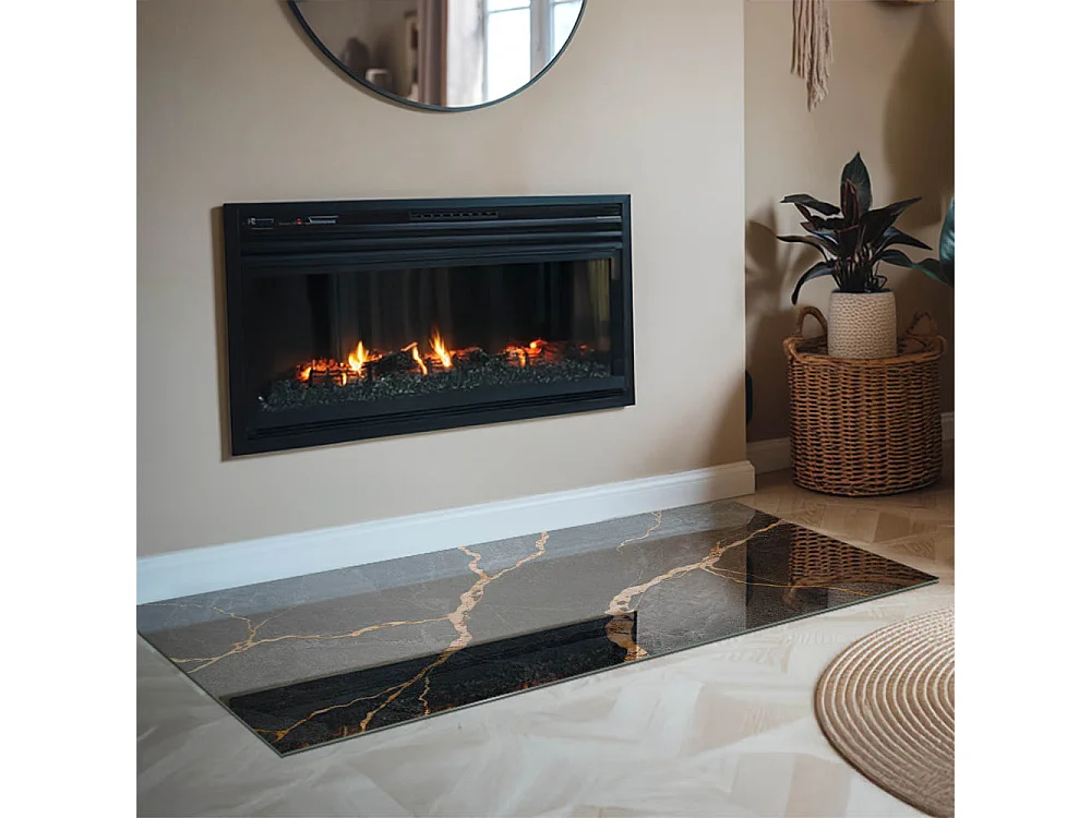 Vetro per camino, vetro di protezione per il soggiorno- Rettangolo - 140x70 - Marmo elegante con venature