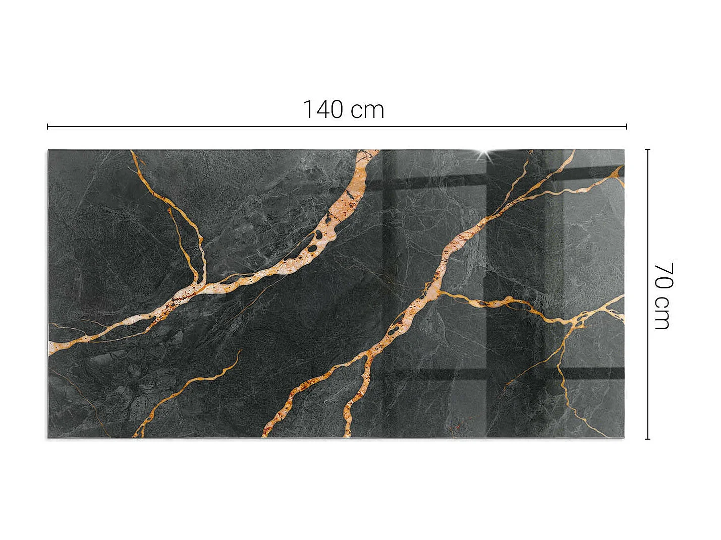 Vetro per camino, vetro di protezione per il soggiorno- Rettangolo - 140x70 - Marmo elegante con venature