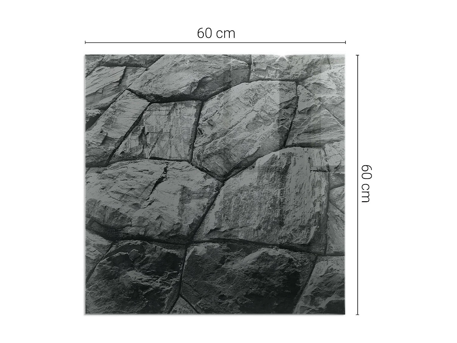 Glasplatte zum Schutz vor Funkenflug, Kaminauflage - Quadrat - 60x60 - Natursteinmuster