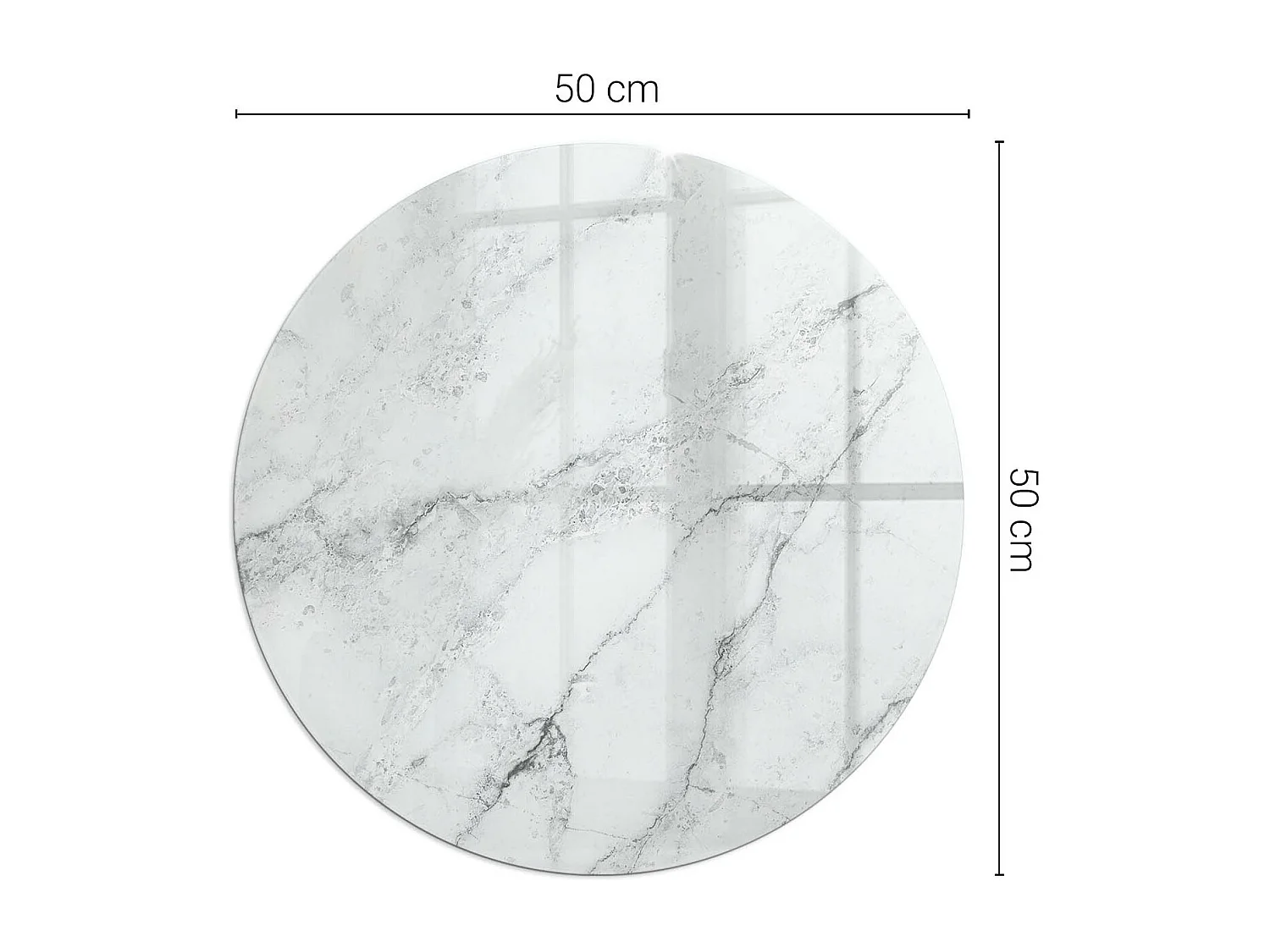 Plaque de sol en verre pour poêle - Roue - 50x50 - Modèle de marbre avec des veines