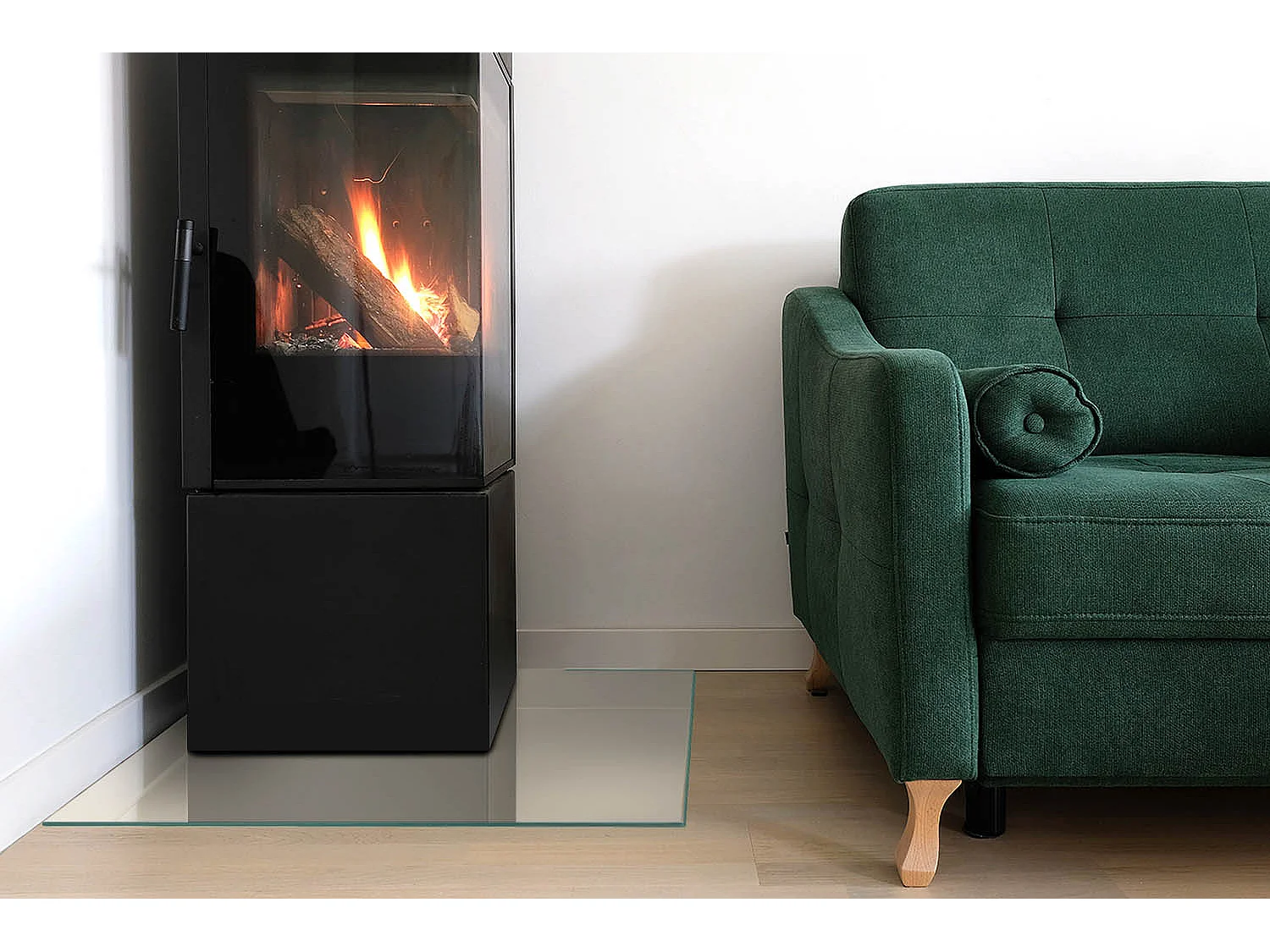 Glasplatte zum Schutz vor Funkenflug, Kaminauflage - Quadrat - 60x60 - Farbe Beige