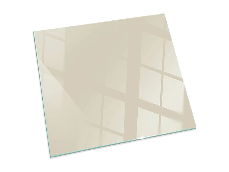Glasplatte zum Schutz vor Funkenflug, Kaminauflage - Quadrat - 60x60 - Farbe Beige