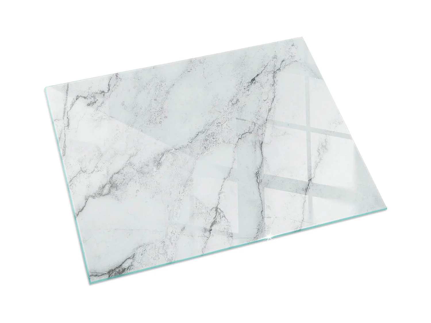 Plaque de sol en verre pour poêle - Rectangle - 60X40 - Modèle de marbre avec des veines