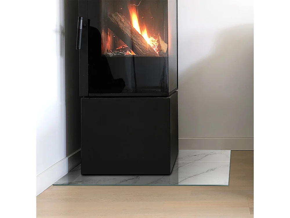 Glasplatte zum Schutz vor Funkenflug, Kaminauflage - Rechteck - 60X40 - Marmormuster mit Adern