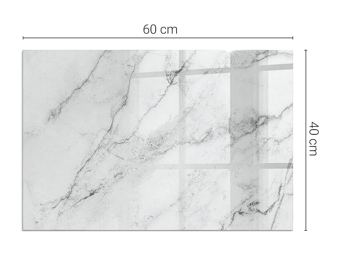 Glasplatte zum Schutz vor Funkenflug, Kaminauflage - Rechteck - 60X40 - Marmormuster mit Adern