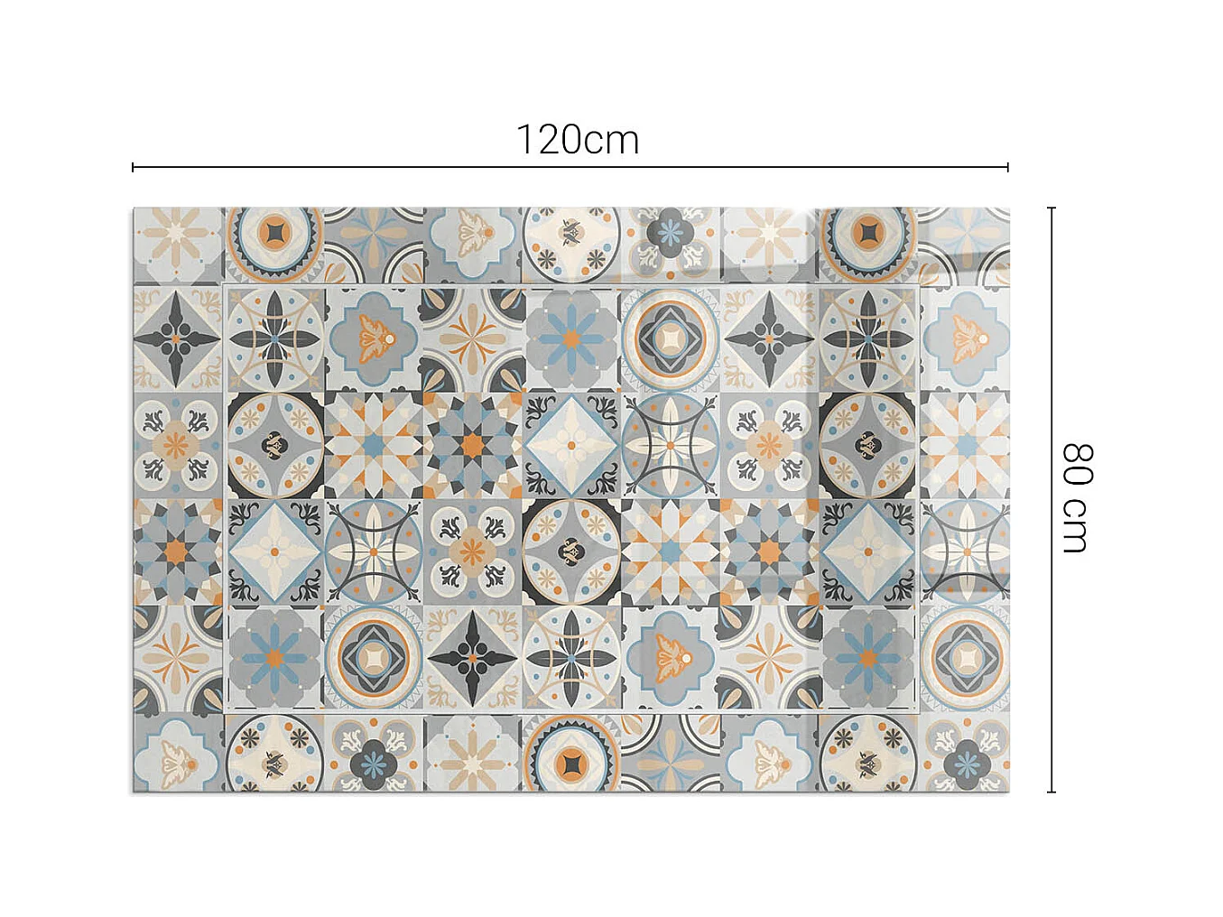 Vloerplaat voor houtkachel, onder open haard - Rechthoek - 120x80 - Mozaïekpatronen in tegels