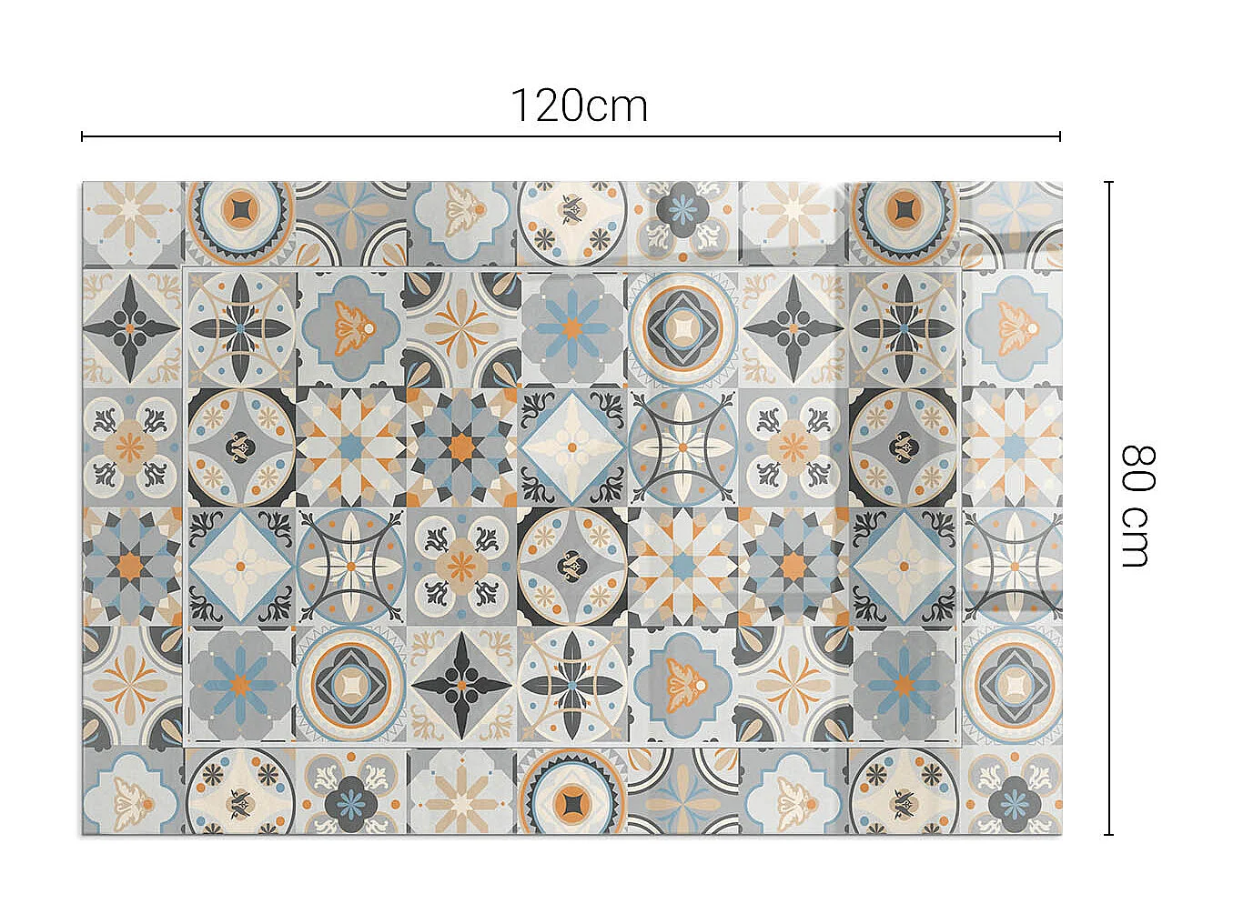 Plaque de sol en verre pour poêle - Rectangle - 120x80 - Motifs de mosaïque dans les carreaux