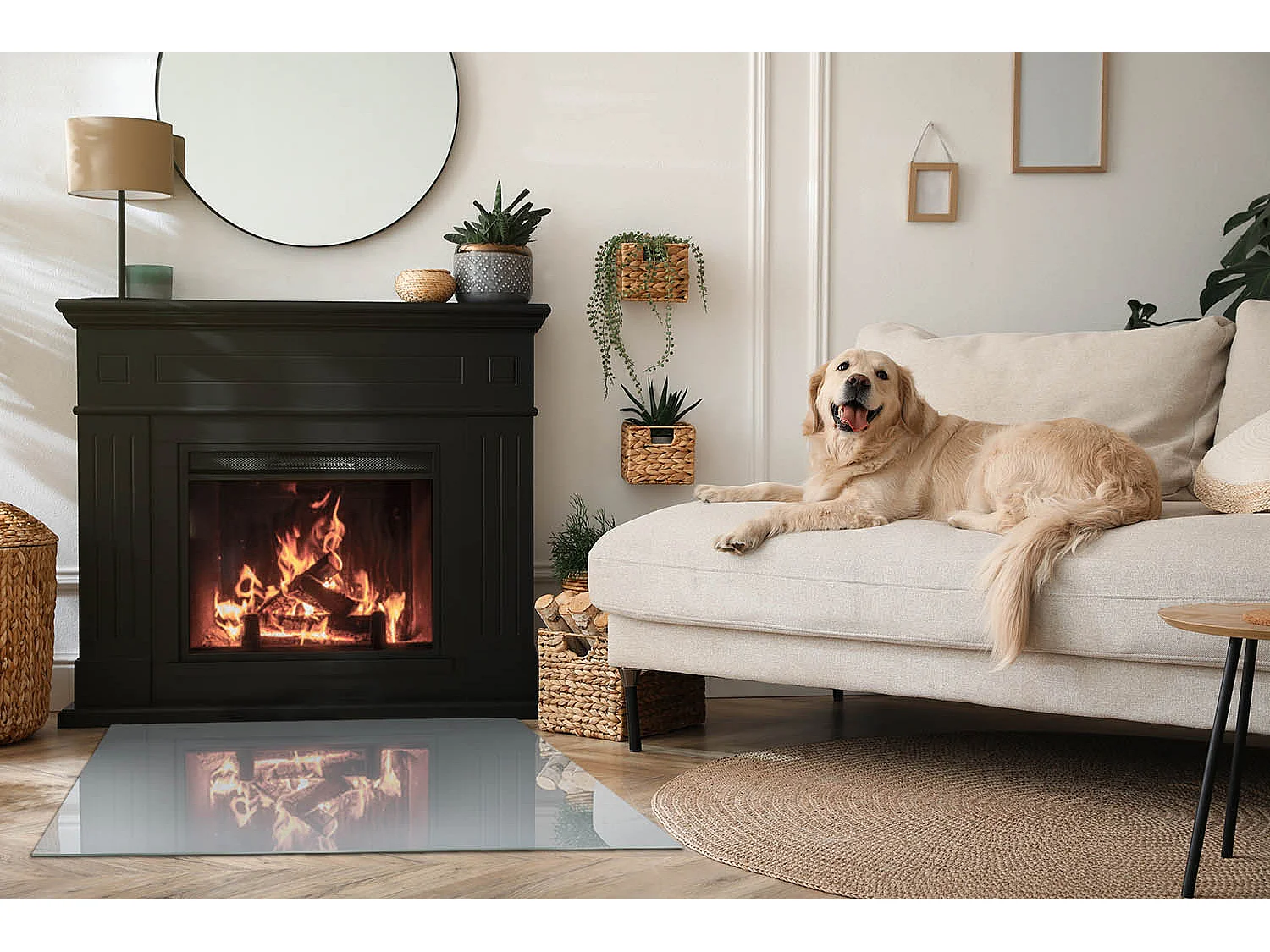 Plaque de sol en verre pour poêle - Rectangle - 100x70 - Couleur Gris