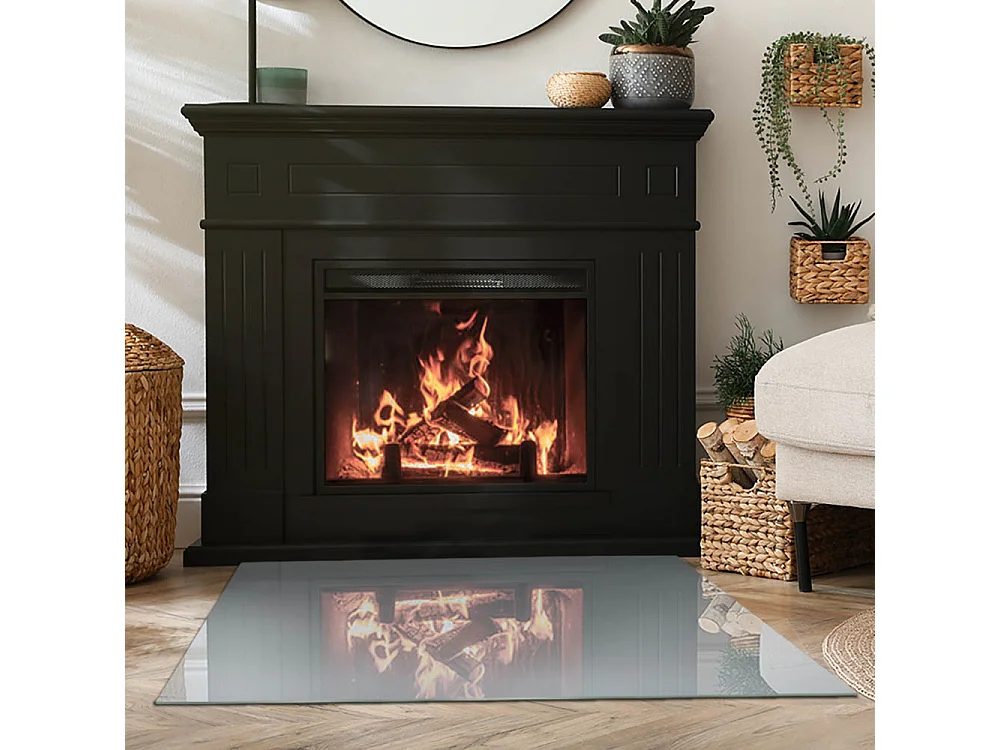 Glasplatte zum Schutz vor Funkenflug, Kaminauflage - Rechteck - 100x70 - Farbe Grau