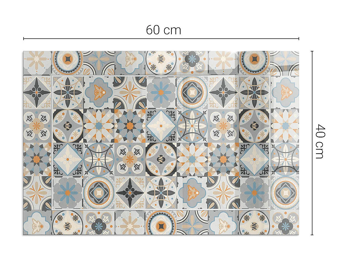Glasplatte zum Schutz vor Funkenflug, Kaminauflage - Rechteck - 60X40 - Mosaikmuster in Fliesen