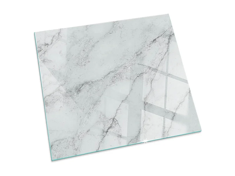 Glasplatte zum Schutz vor Funkenflug, Kaminauflage - Quadrat - 60x60 - Marmormuster mit Adern