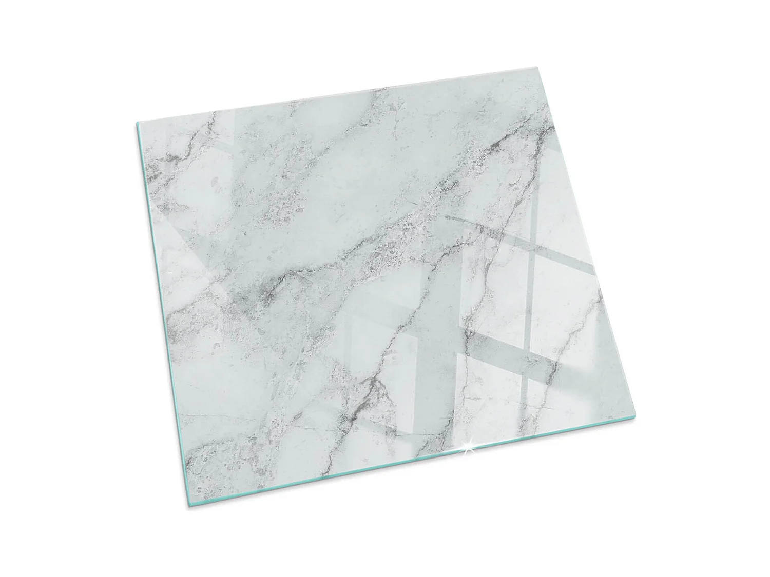 Glasplatte zum Schutz vor Funkenflug, Kaminauflage - Quadrat - 60x60 - Marmormuster mit Adern