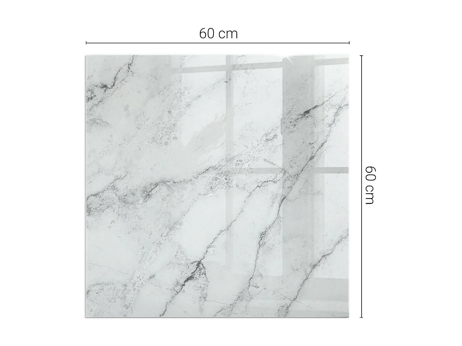 Glasplatte zum Schutz vor Funkenflug, Kaminauflage - Quadrat - 60x60 - Marmormuster mit Adern