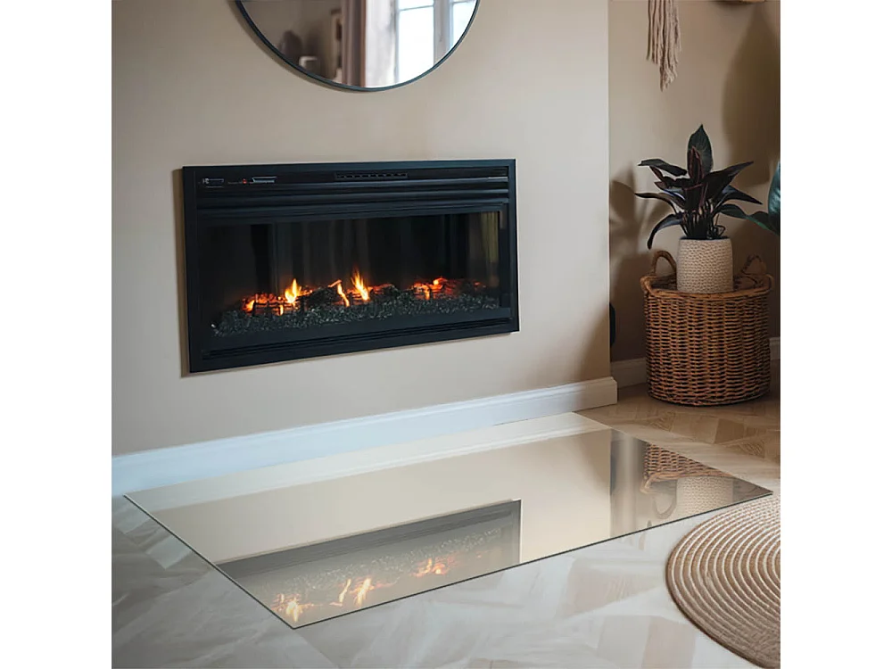 Plaque de sol en verre pour poêle - Rectangle - 120x80 - Couleur Beige