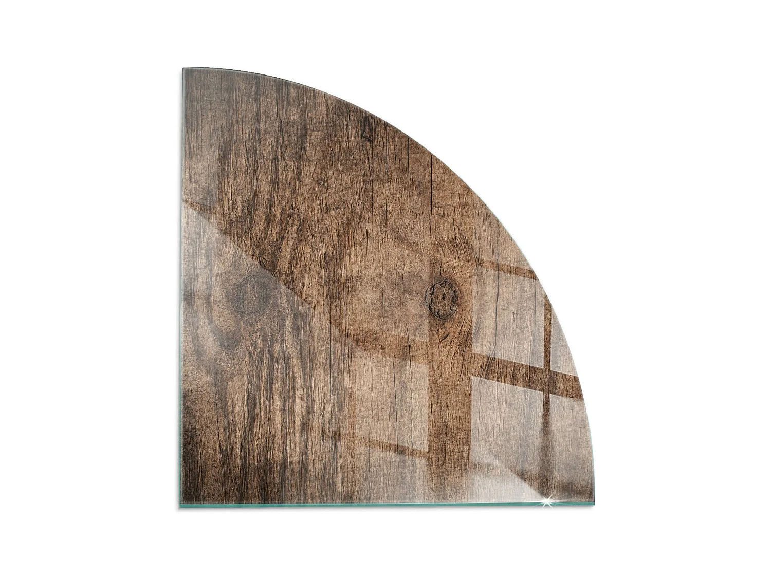 Plaque de sol en verre pour poêle - Un quart - 1/4 100x100 - Modèle en bois naturel